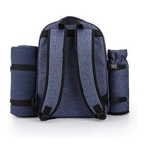 Picnic Backpack Cooler Bags for 4 Person with Cooler Compartment, Detachable Bottle Wine Holder, Fleece Blanket, Plates,Cutlery