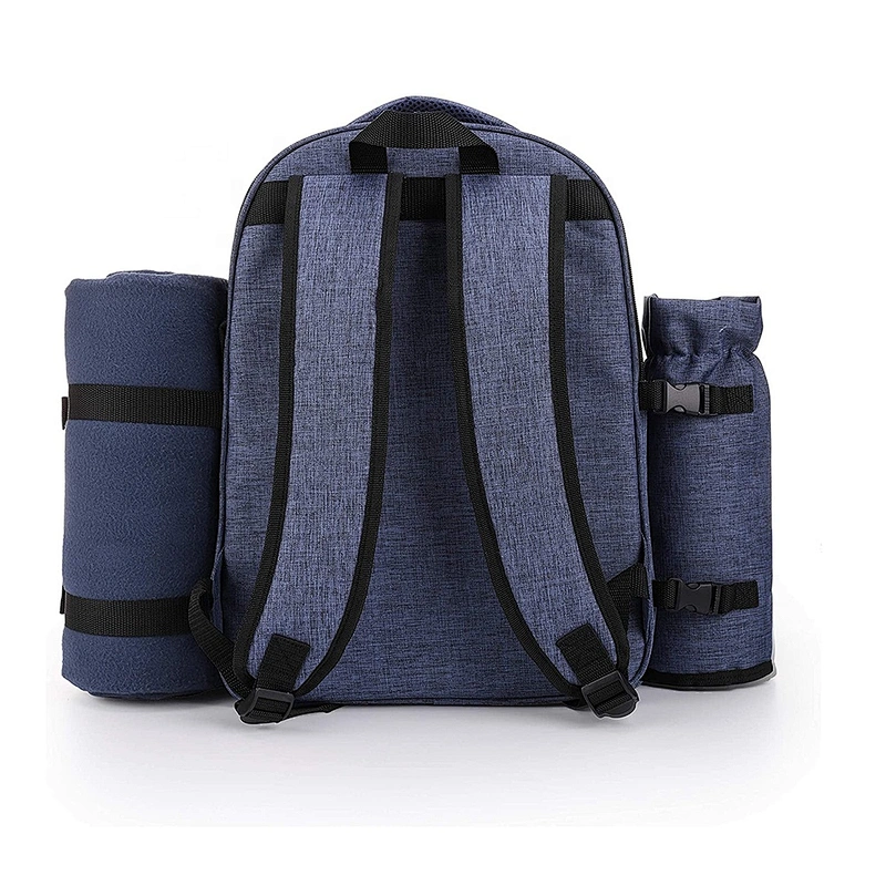 Picnic Backpack Cooler Bags for 4 Person with Cooler Compartment, Detachable Bottle Wine Holder, Fleece Blanket, Plates,Cutlery