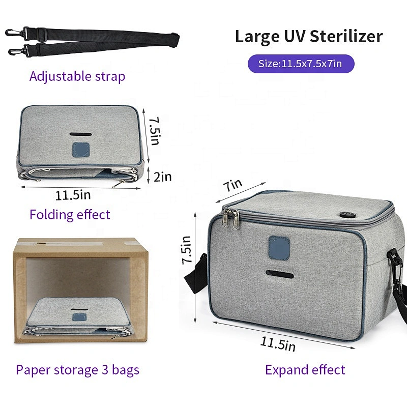 Foldable LED ultraviolet sterilization bag mummy bag UVC baby bottle underwear antivirus storage bag