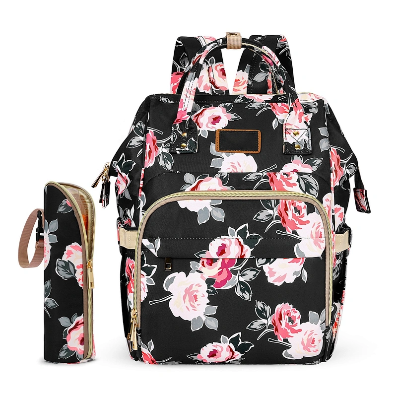 Floral Baby Nappy Bag Diaper Backpacks Travel Diaper Backpack With Insulated Water Bottle Bag And Changing Pad for Women