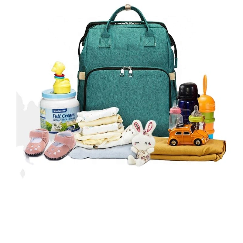 2020 New Portable Folding Crib Mummy Bag Multifunctional Fashionable Large Capacity Outing Burden-Reducing Diaper Bag Backpack