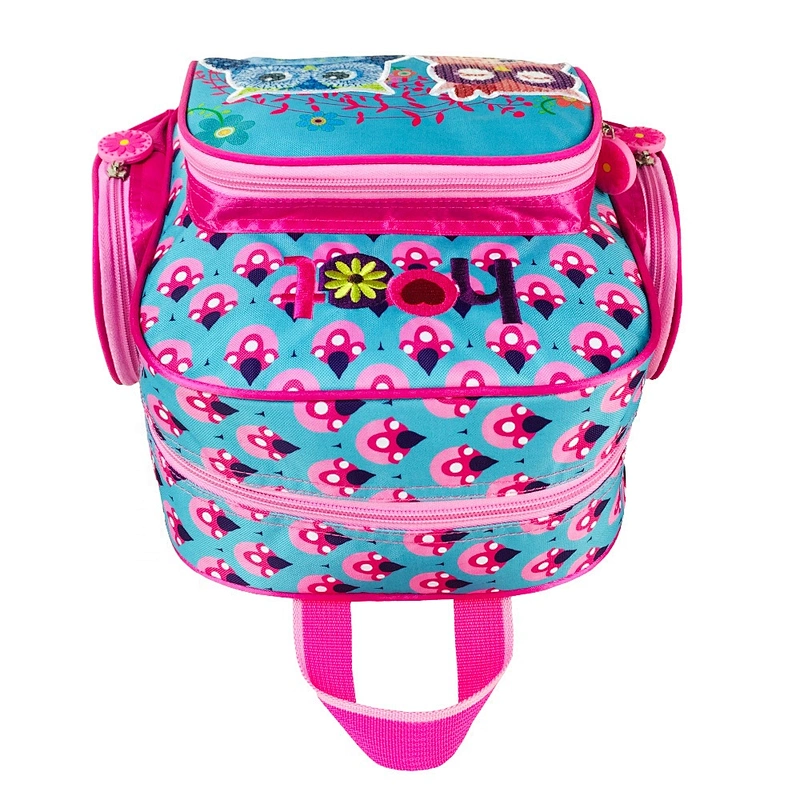 Promotional Cute owl baby girls backpack polyester kids school backpack bags for child school