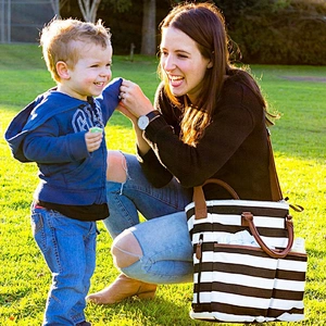 Zebra stripes lightweight mummy bag with changing mat handbag travel diaper bag