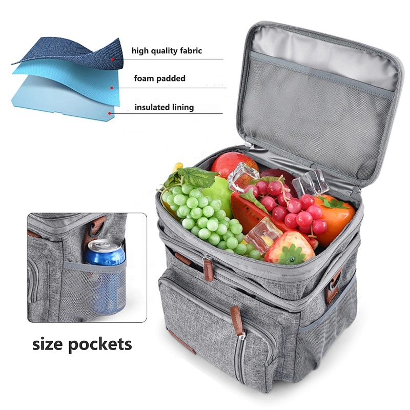 Beach grocery thermal food delivery Foldable Insulated Food Warmer Lunch Insulated Cooler bag Heated Thermal Food Delivery Bag