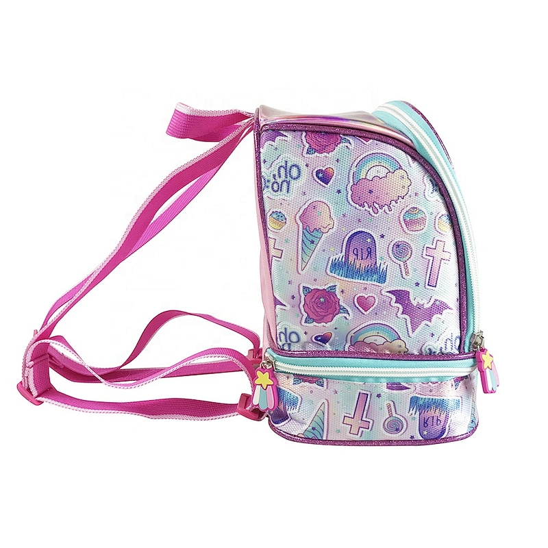 high quality cartoon waterproof holographic insulated cooler bag with custom logothermal insulation fabric for cooler bags