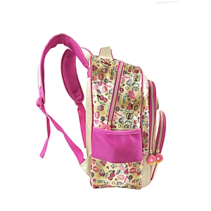 high quality 3 in 1 set student bag backpack golden backpack leather children school bags for girls kids with fantasy fabric