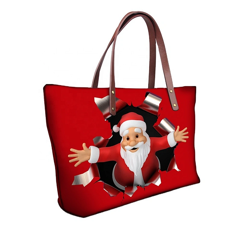 Christmas print women's satchel shopping bags shoulder bags