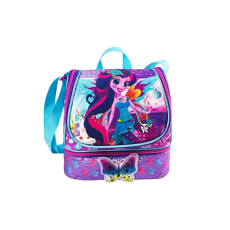 Fashionable customized high quality colorful promotional cooler basket cartoon pattern insulated lunch cooler bag