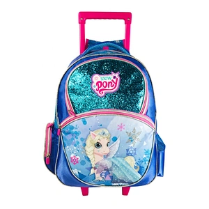 Wholesale large capacity Cartoon Children school trolley bag backpack girls with wheels