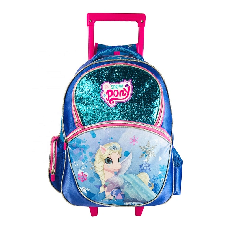 Wholesale large capacity Cartoon Children school trolley bag backpack girls with wheels