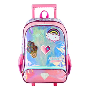 Waterproof Wheeled Rolling Detachable Trolley School Backpack