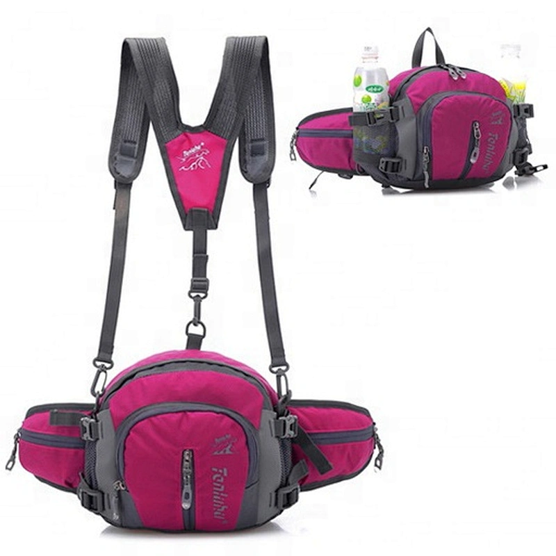 Blue Waterproof Running waist sport bag with Water Bottle Holder canvas cycling Waist Bag Outdoor sports Hiking Waist pack