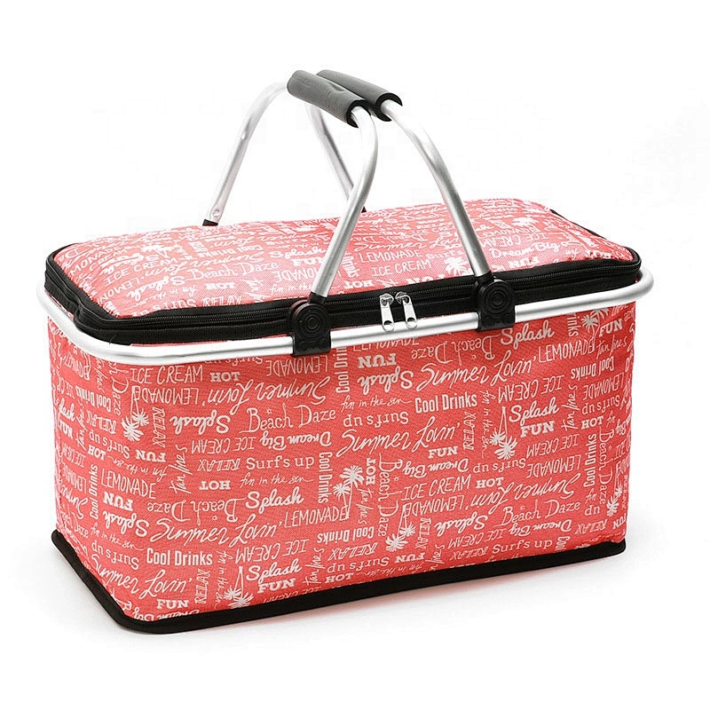 High Quality Portable Food Delivery Cooler Thermal Bag Collapsible Picnic Bag Folding Picnic Basket cooler bag