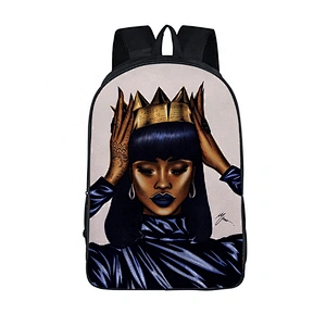 Factory backpack women Africa Beauty Princess Girls Children School Bags Brown Book Bag
