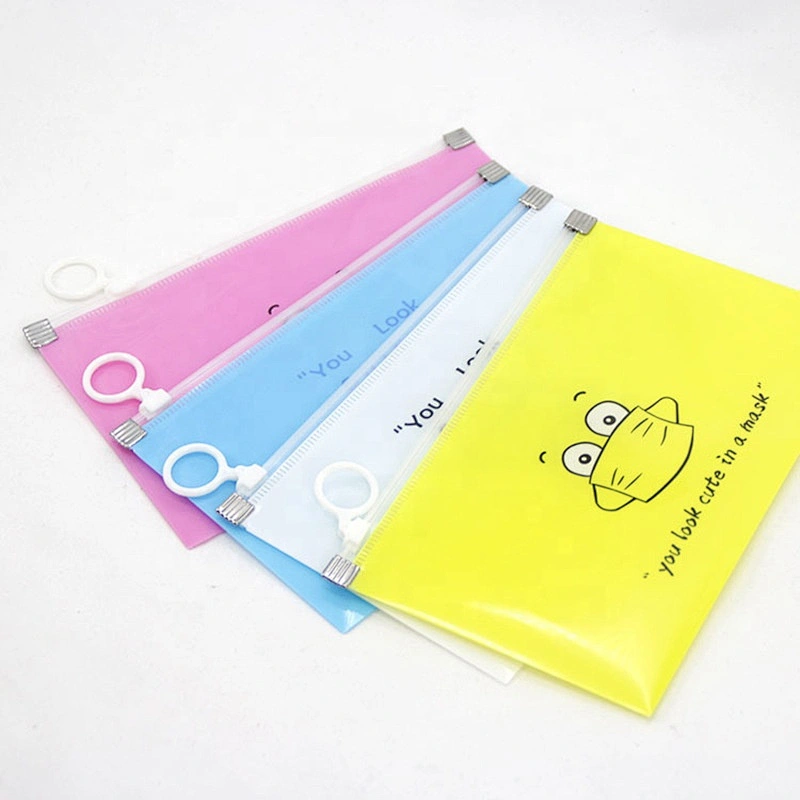 Factory wholesale Portable PVC pocket Envelope Pouch Folder Face Cover Masked Keeper Storage Bags for School Office Supplies