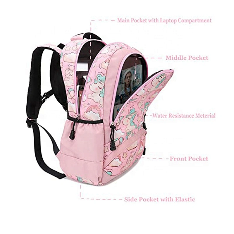 Unicorn School Backpacks with Lunch Bag Pencil Case for Girls and Boys Kids Bookbag 3 in 1 school Bag Set