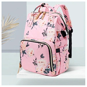 2020 Fashionable Floral Baby Mum bag Water Resistant Baby Maternity Nappy Bag Diaper Bag Backpack with USB charging port