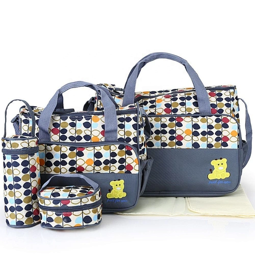 Low MOQ Multi-function New Five-piece Set Combination of Mammy Bag Baby Bags Set Mummy Custom Diaper Bag Set
