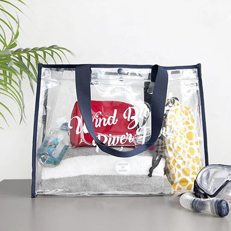 Waterproof Custom swimming portable clothing fashion Beach bag Shopping Transparent Clear PVC Travel Tote Beach Bag