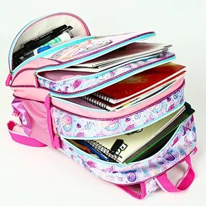 New design high quality pink backpack school bags girls  student bag backpack with Sequin, Embroidery and fantasy fabric