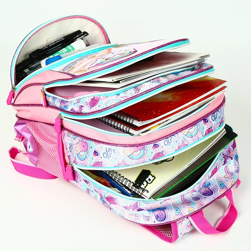 New design high quality pink backpack school bags girls  student bag backpack with Sequin, Embroidery and fantasy fabric