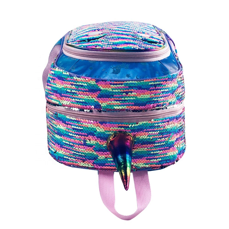 wholesale latest unicorn school bags for young girls school bag new models for kids with sparkling sequin in rainbow color