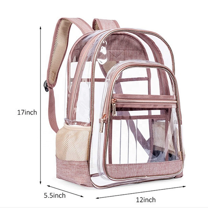 New Fashion Large Capacity Durable Adjustable Shoulder Strap Transparent School Bag PVC Clear Backpack Heavy Duty