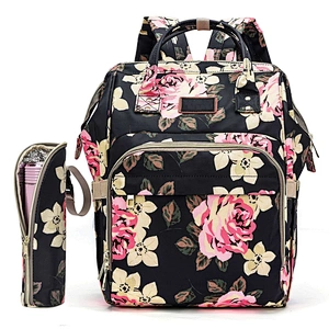 Floral Baby Nappy Bag Diaper Backpacks Travel Diaper Backpack With Insulated Water Bottle Bag And Changing Pad for Women