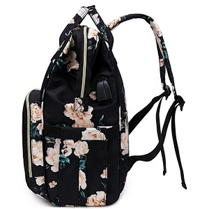 2020 Fashionable Floral Baby Mum bag Water Resistant Baby Maternity Nappy Bag Diaper Bag Backpack with USB charging port