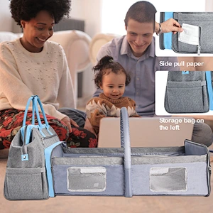 Multifunctional mummy bag folding bed diaper bag Portable outdoor changing set baby bags for mother mummy baby travel bed