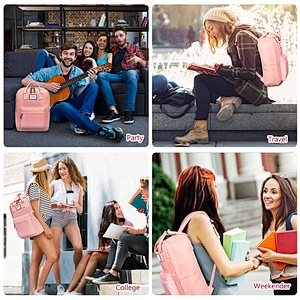 Promotional Gift 15.6 Inch Wide Open Ladies Stylish College Bags Backpack for Girls