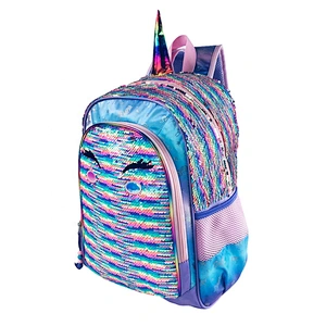 wholesale latest unicorn school bags for young girls school bag new models for kids with sparkling sequin in rainbow color