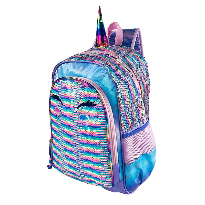 wholesale latest unicorn school bags for young girls school bag new models for kids with sparkling sequin in rainbow color