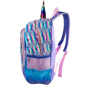 wholesale latest unicorn school bags for young girls school bag new models for kids with sparkling sequin in rainbow color