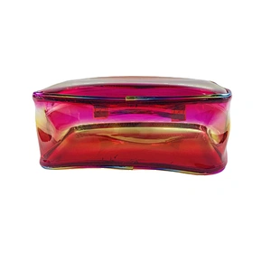 OEM/ODM Waterproof shiny rainbow pvc clear transparent Women Travel Makeup Organizer Cosmetic bag basket Case Bags with handles