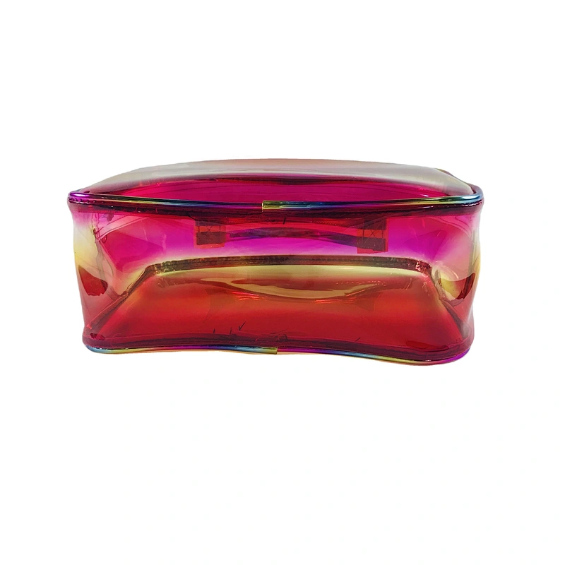 OEM/ODM Waterproof shiny rainbow pvc clear transparent Women Travel Makeup Organizer Cosmetic bag basket Case Bags with handles