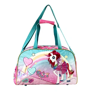 OEM/ODM Lady Girls Children Fashion Golden shiny school Customized Logo Style kids fashion pvc handbags with shiny fabric