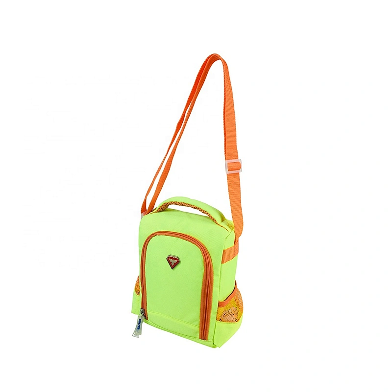 High quality insulated cooler box bags deliver lunch food delivery with custom logo thermal fluorescent green fabric for kids