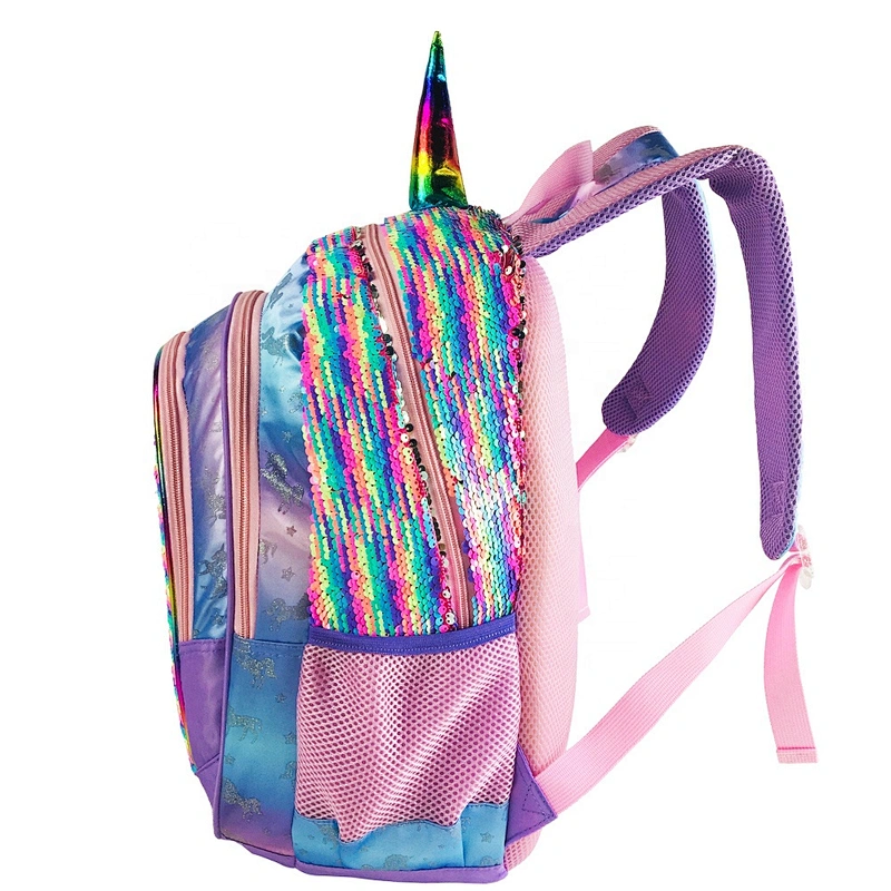 Girls Colorful Sparkling Sequin unicorn Backpack Magic Flip Reversible Sequin School Bag for kid children