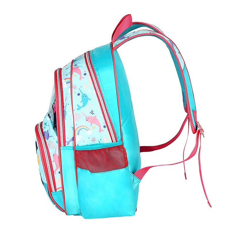 Bag Shiny Cartoon Stylish Narwhale schoolbag kids bags school bags children for girls backpack,  glitter and pvc printing