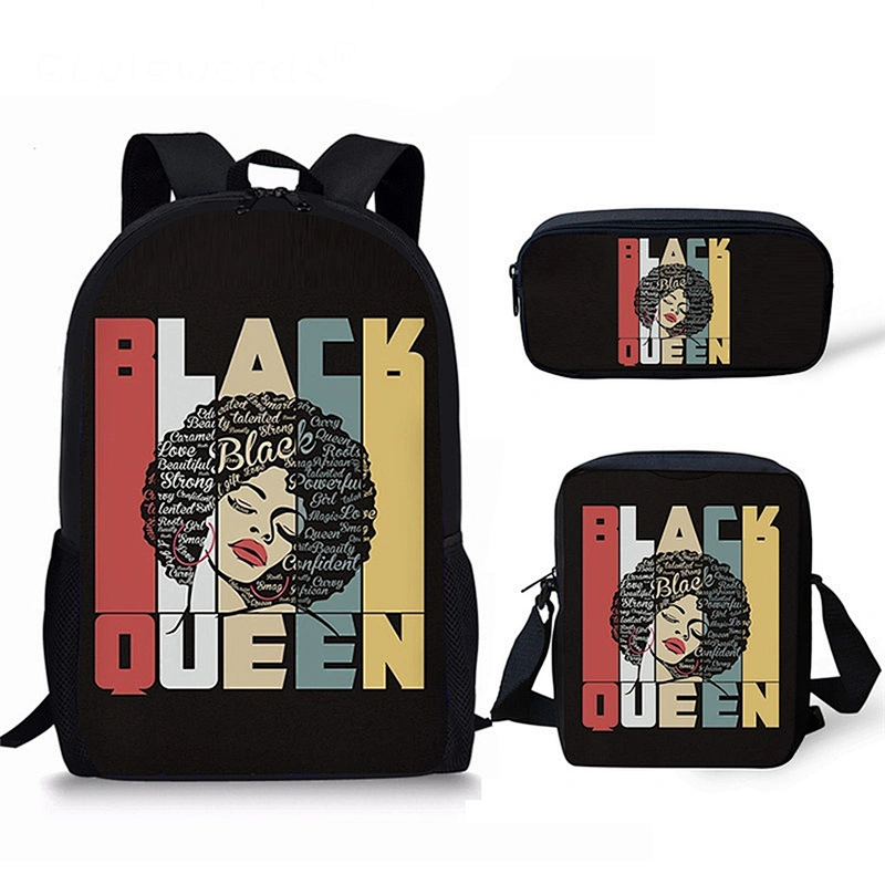 Children 3pcs/set School Bags for Kids Black Art African Girl Printing School Bag Teenagers Shoulder Bagpack Satchel bag
