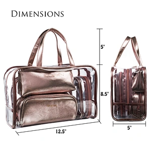 Portable Carry on Beauty Travel 5 in 1Clear PVC Makeup Toiletry Bag Set Quart Luggage Pouch Handbag Organizer
