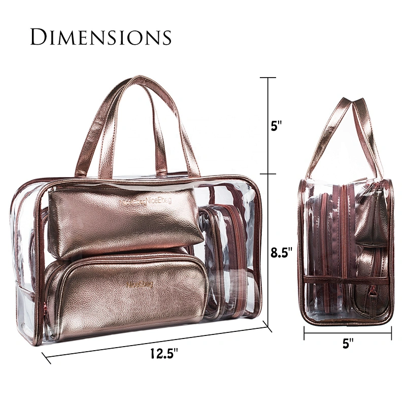 Woman Custom Waterproof Pouch Clear Makeup Case Beauty Bag With Compartments