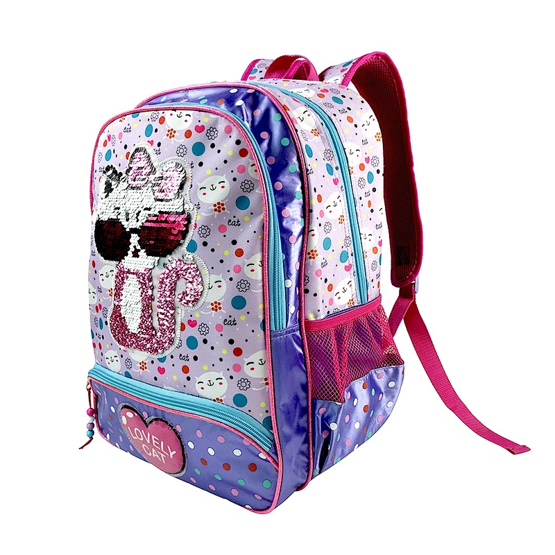 2020 New design Wholesale customized Fashionable primary student small  girls school bag girl shiny sequin bags for kids school