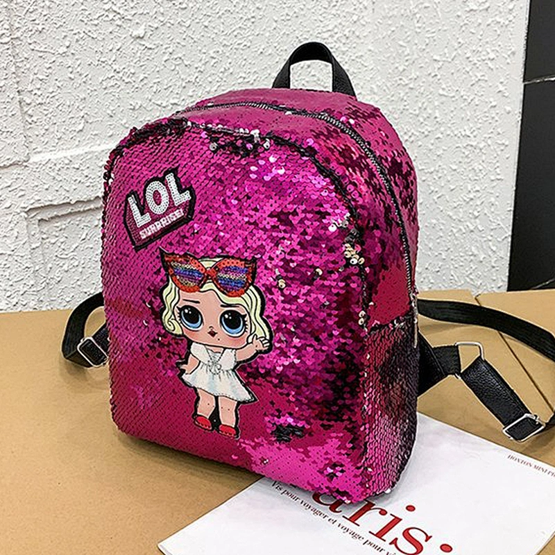Cartoon design cute style mini sequin  bling girl school backpack women  backpack