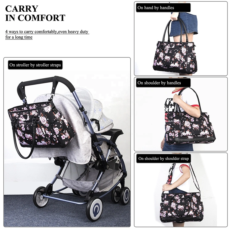 Large Capacity Stylish Multi-Function Portable Travel Diaper Tote Bag Organizer Shoulder Bag Baby Bag