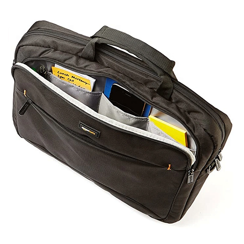 high quality slim Black Three Layers of nylon messenger Bag for Laptop with Handle and Shoulder Girdle
