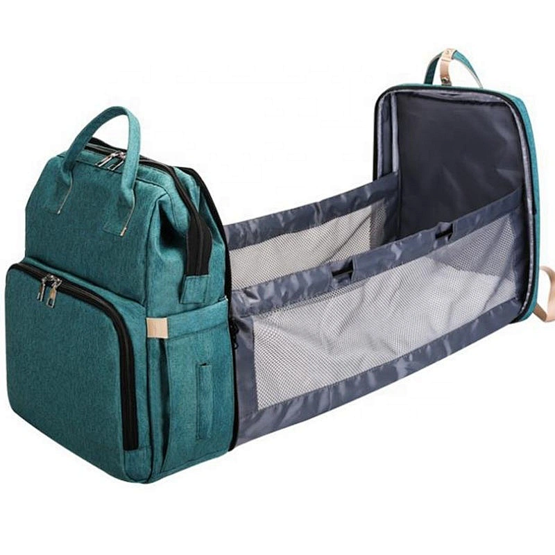 2020 New Portable Folding Crib Mummy Bag Multifunctional Fashionable Large Capacity Outing Burden-Reducing Diaper Bag Backpack