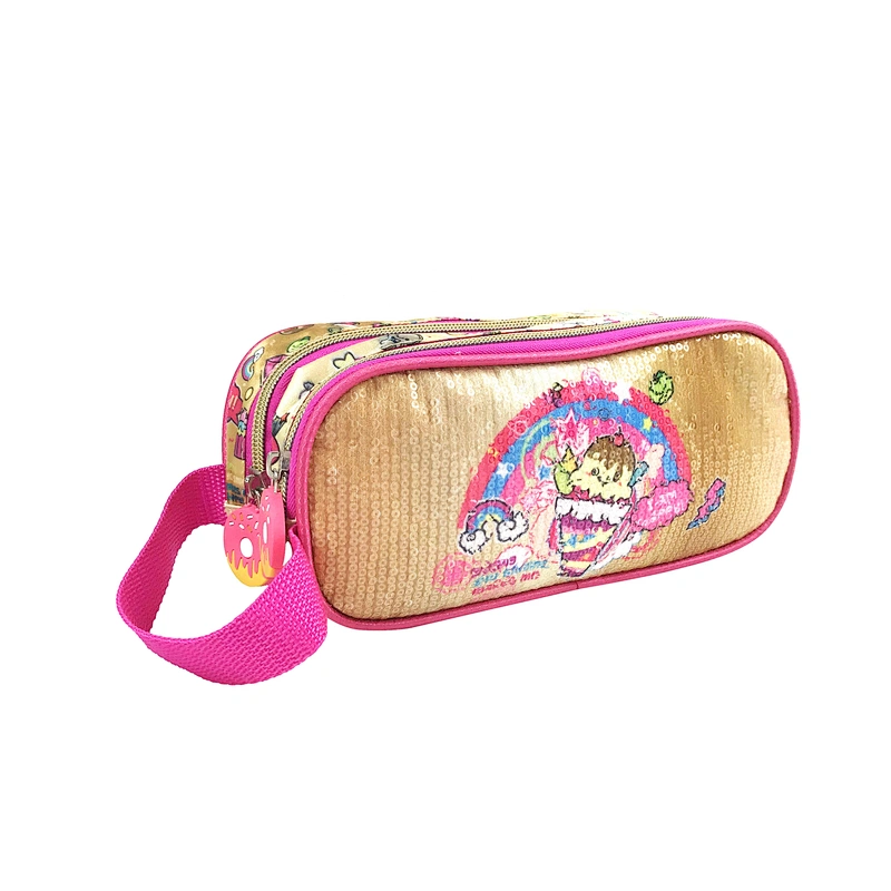 Wholesale OEM ODM 2020 New Arrival Factory golden shiny sequin kids pencil cases school for girls
