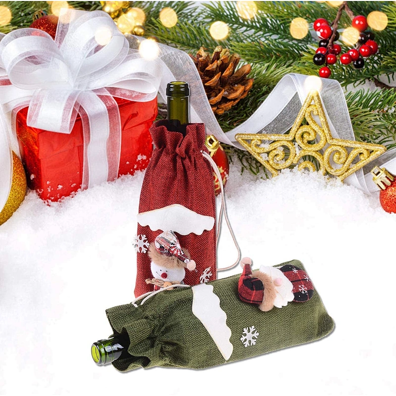 Merry Christmas Decor Wine Bottle cover Home Santa Bottle Bag Christmas Ornaments Navidad Xmas Decor Wine Bottle Cover